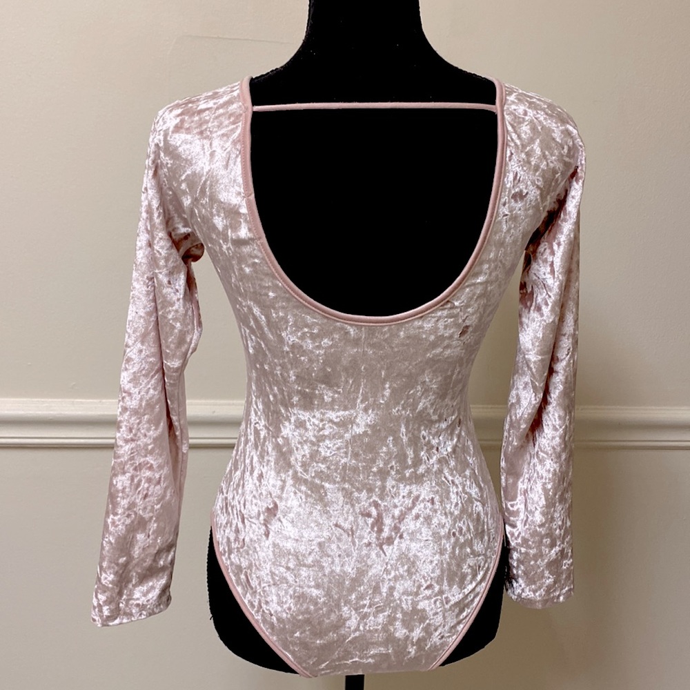 Light Pink Velvet Velour Body Suit - Picture 2 of 16